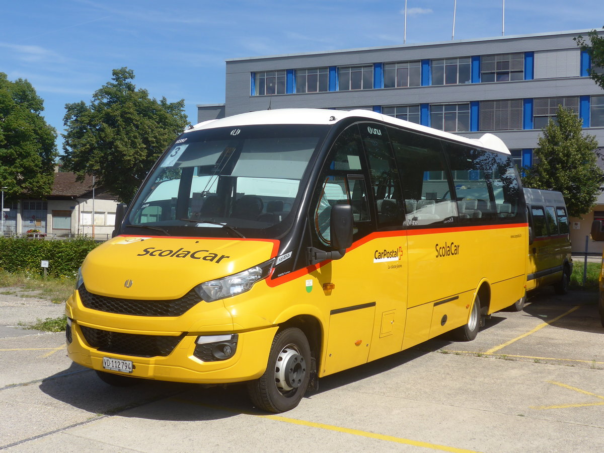 (219'058) - CarPostal Ouest - VD 112'794 - Iveco/UNVI am 25. Juli 2020 in Yverdon, Garage