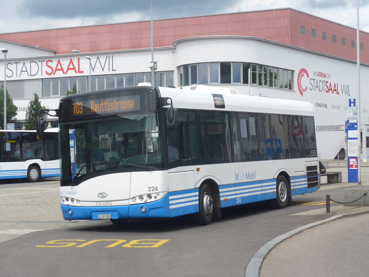 (219'122) - WilMobil, Wil - Nr. 224/SG 381'889 - Solaris am 26. Juli 2020 beim Bahnhof Wil