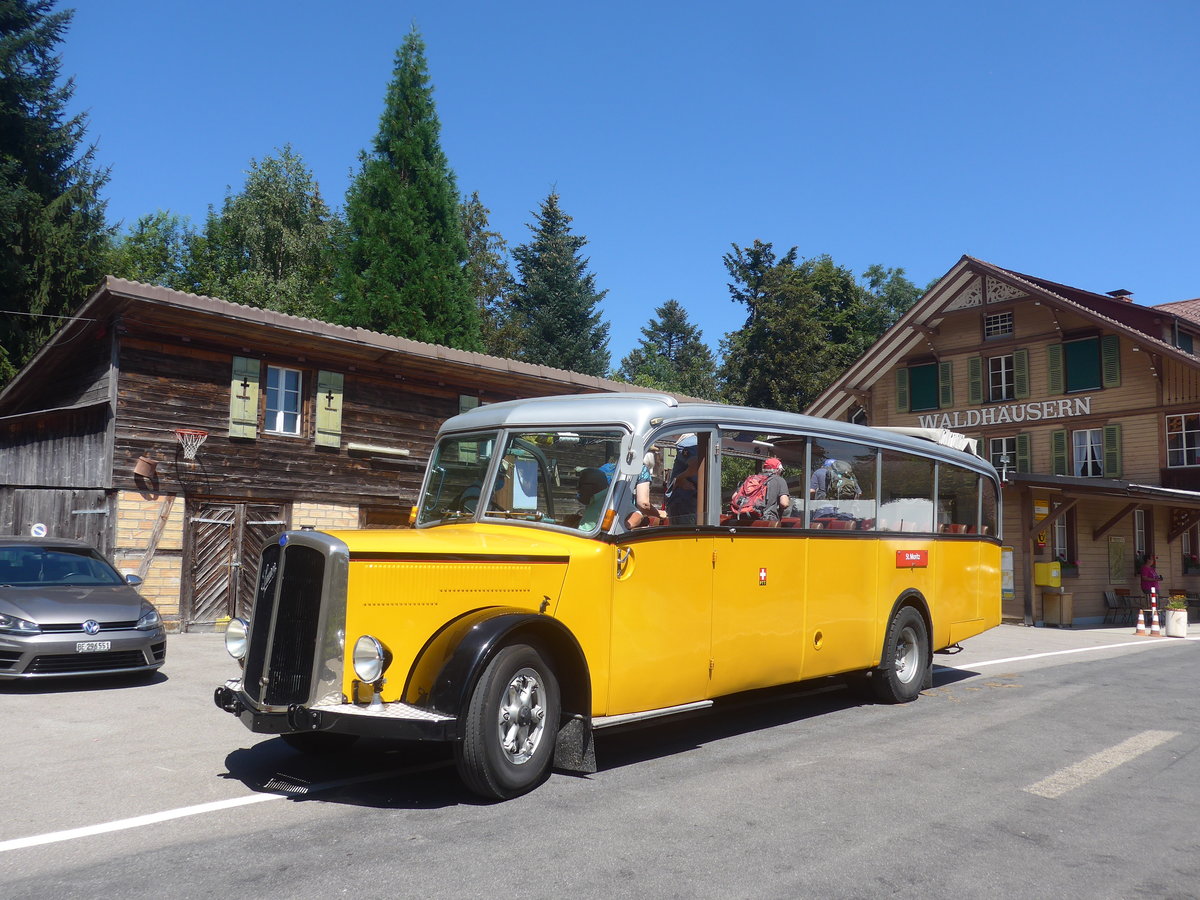 (219'583) - Schlapp, Cottens - FR 300'537 - Saurer/Saurer (ex SATEG, Lausanne; ex P 23'086; ex P 2138) am 9. August 2020 in Waldhusern, Kurhaus