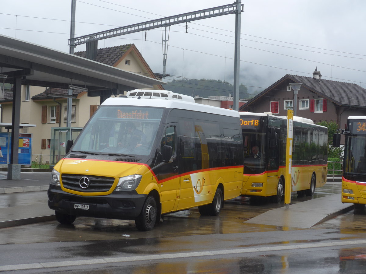 (220'191) - PostAuto Zentralschweiz - Nr. 8/OW 10'314 - Mercedes (ex Dillier, Sarnen Nr. 8) am 29. August 2020 beim Bahnhof Sarnen 