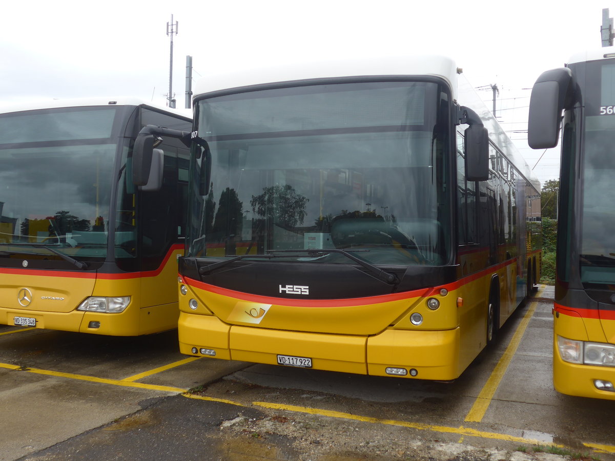 (220'301) - CarPostal Ouest - VD 117'922 - Scania/Hess (ex PostAuto Wallis; ex In Albon, Visp) am 30. August 2020 in Yverdon, Garage