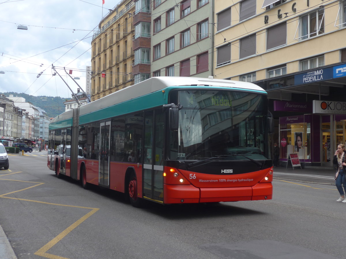 (220'434) - VB Biel - Nr. 56 - Hess/Hess Gelenktrolleybus am 31. August 2020 beim Bahnhof Biel