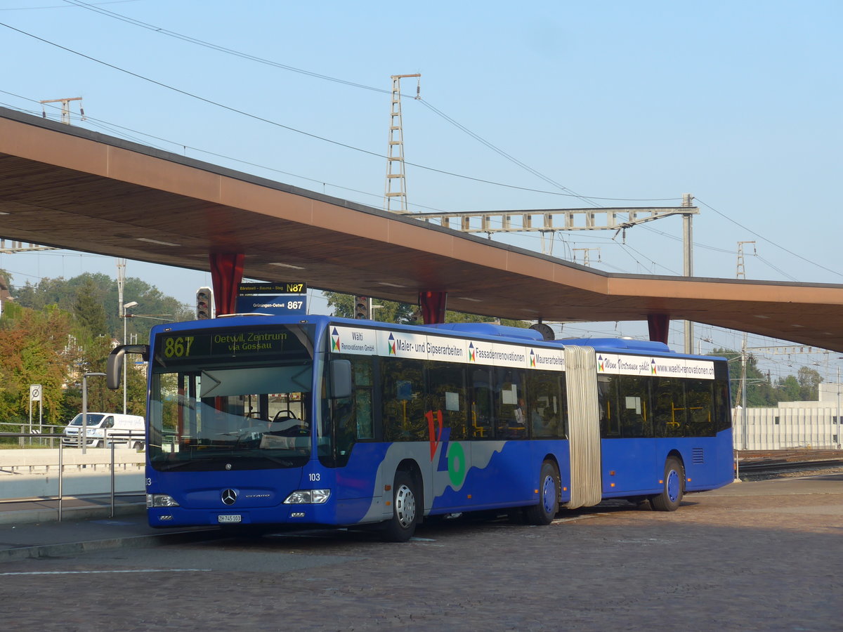 (220'564) - VZO Grningen - Nr. 103/ZH 745'103 - Mercedes am 12. September 2020 beim Bahnhof Wetzikon