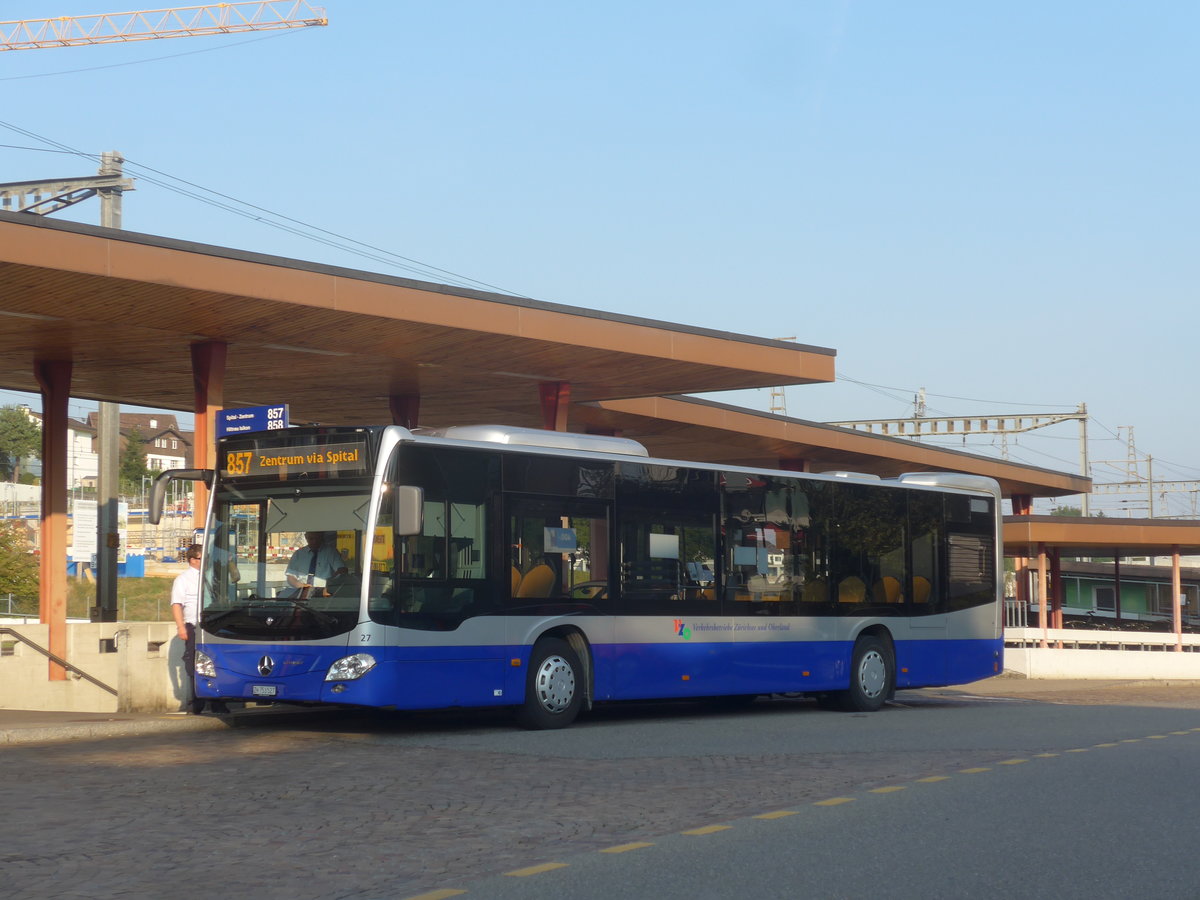 (220'565) - VZO Grningen - Nr. 27/ZH 753'527 - Mercedes am 12. September 2020 beim Bahnhof Wetzikon