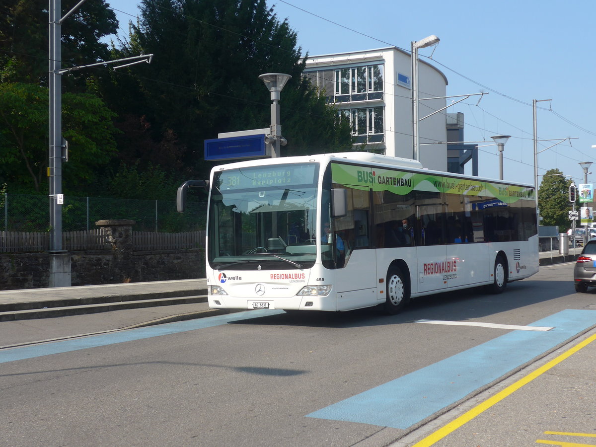 (220'732) - Knecht, Windisch - Nr. 455/AG 6831 - Mercedes am 13. September 2020 beim Bahnhof Lenzburg