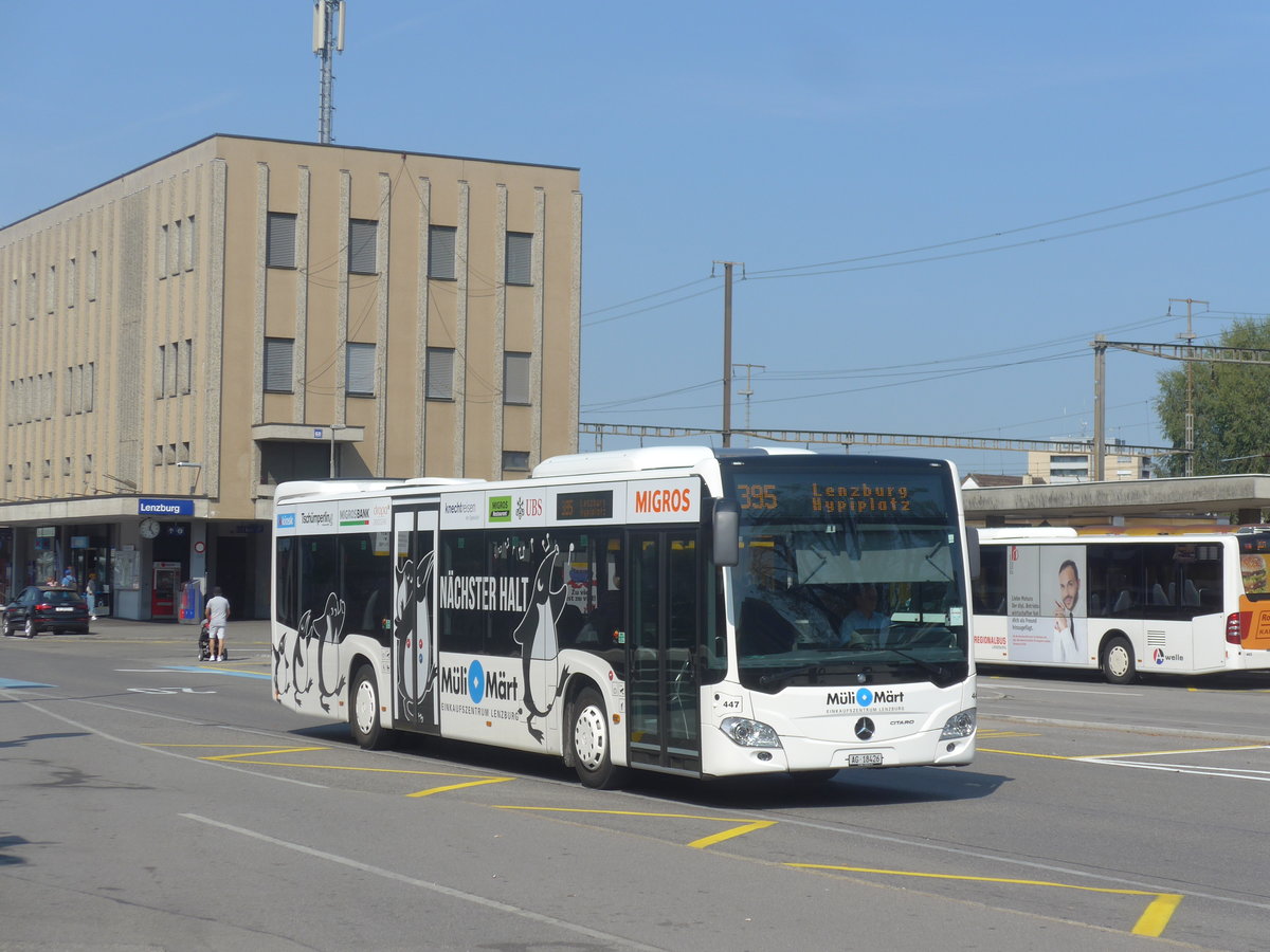 (220'744) - Knecht, Windisch - Nr. 447/AG 18'426 - Mercedes am 13. September 2020 beim Bahnhof Lenzburg