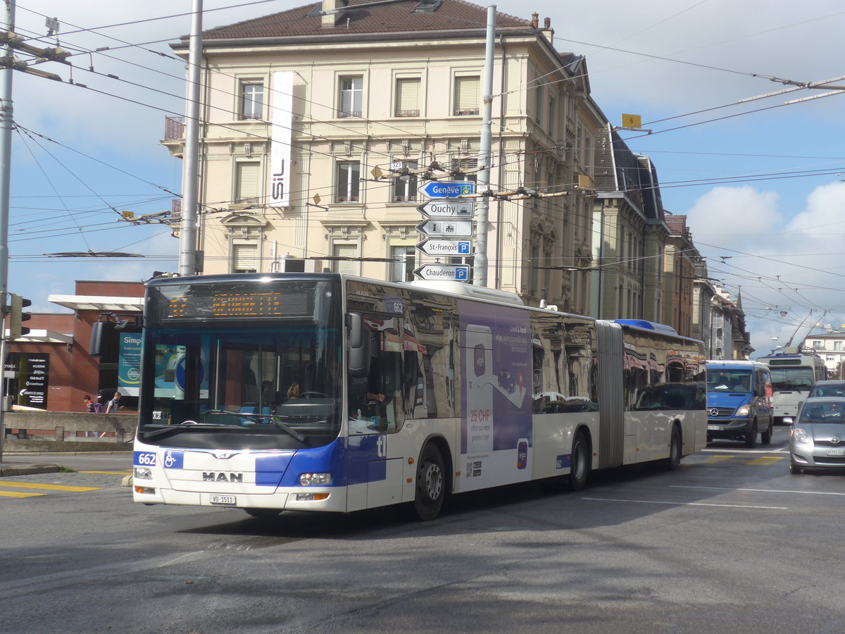 (221'054) - TL Lausanne - Nr. 662/VD 1511 - MAN am 23. September 2020 in Lausanne, Chauderon