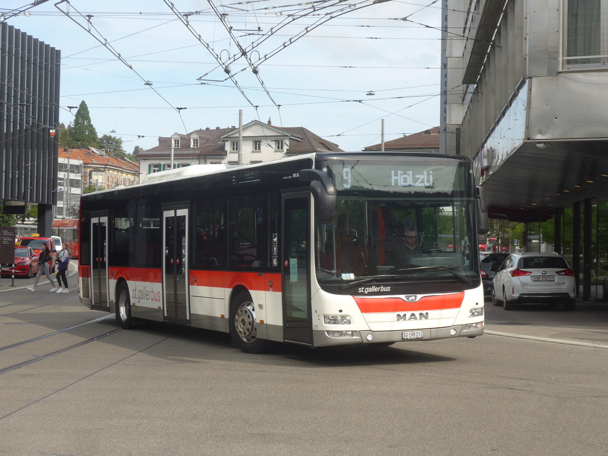 (221'213) - St. Gallerbus, St. Gallen - Nr. 211/SG 198'211 - MAN am 24. September 2020 beim Bahnhof St. Gallen