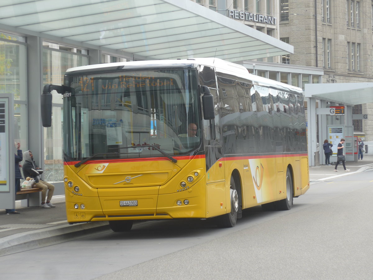 (221'273) - PostAuto Ostschweiz - SG 443'903 - Volvo am 24. September 2020 beim Bahnhof St. Gallen