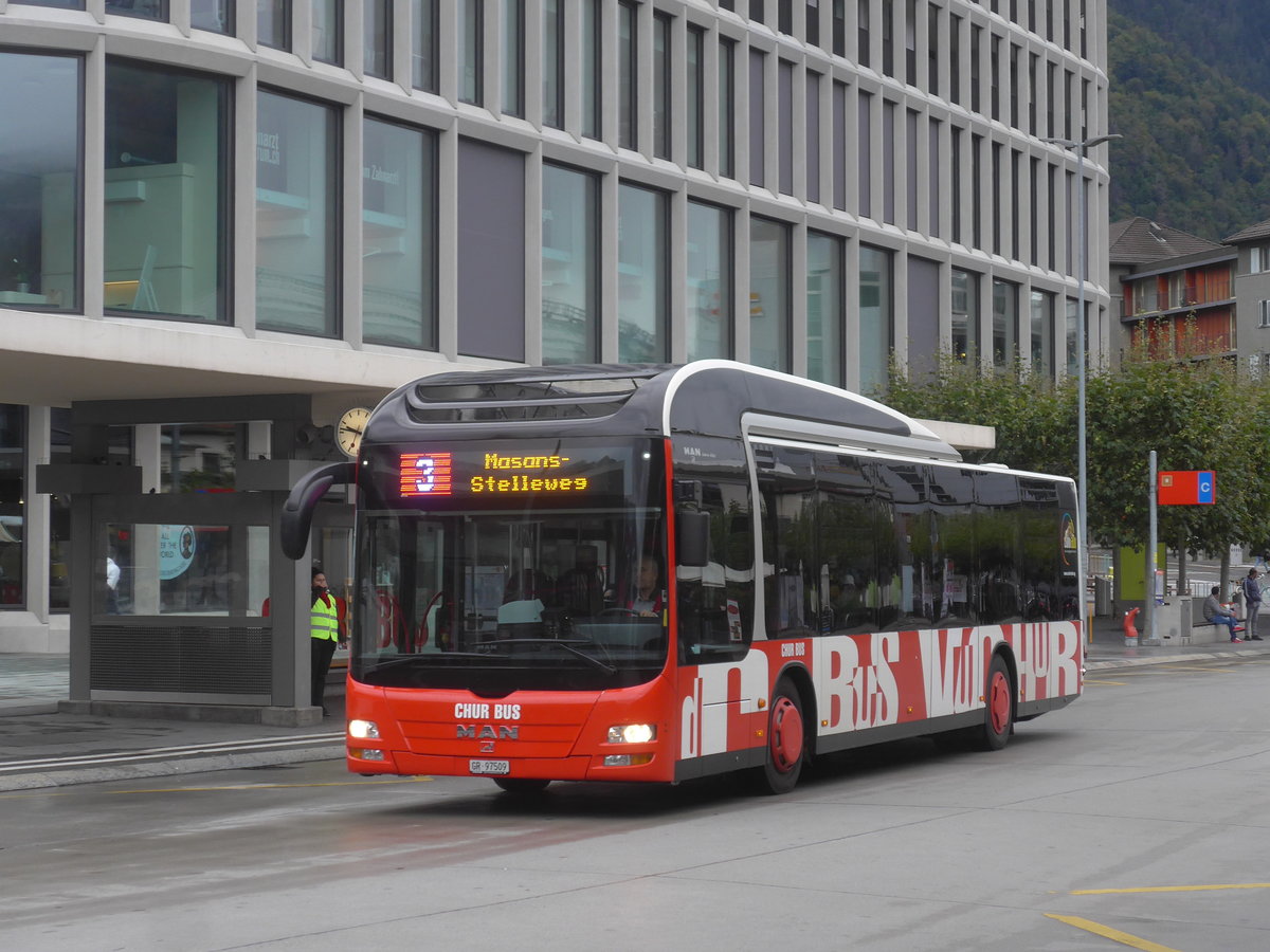 (221'445) - SBC Chur - Nr. 9/GR 97'509 - MAN am 26. September 2020 beim Bahnhof Chur