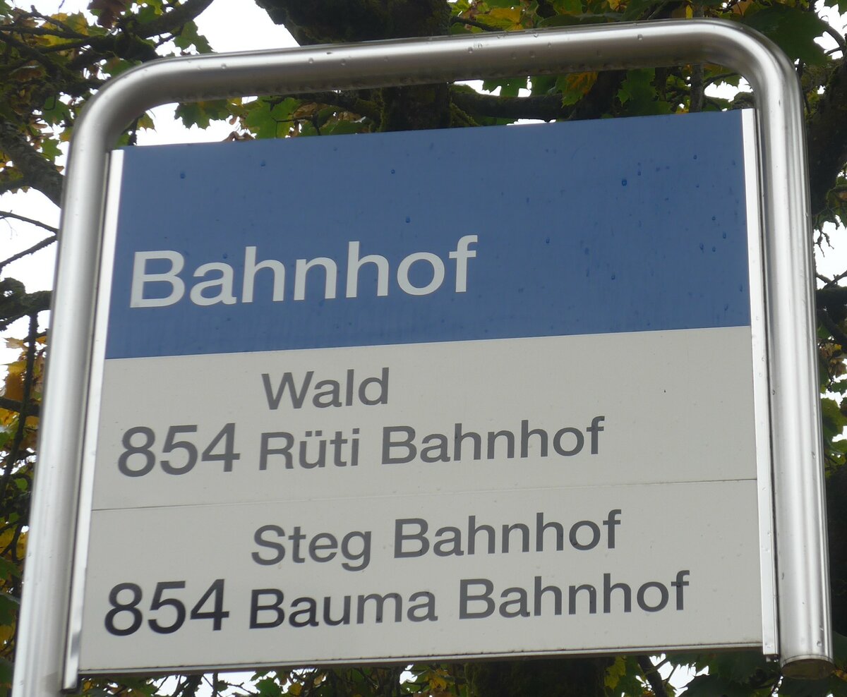 (221'817) - ZVV-Haltestellenschild - Gibswil, Bahnhof - am 12. Oktober 2020