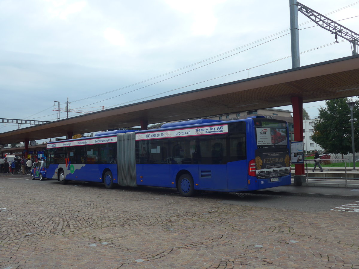 (221'903) - VZO Grningen - Nr. 101/ZH 745'101 - Mercedes am 12. Oktober 2020 beim Bahnhof Wetzikon