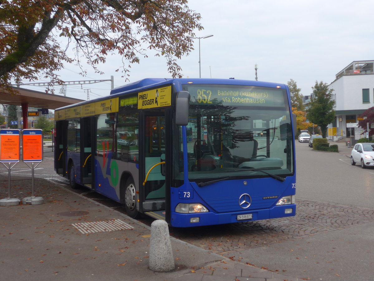 (221'944) - VZO Grningen - Nr. 73/ZH 598'873 - Mercedes am 18. Oktober 2020 beim Bahnhof Wetzikon