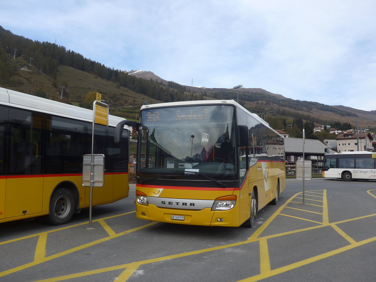 (222'154) - PostAuto Graubnden - GR 168'870 - Setra (ex Heim, Flums) am 20. Oktober 2020 beim Bahnhof Scuol-Tarasp