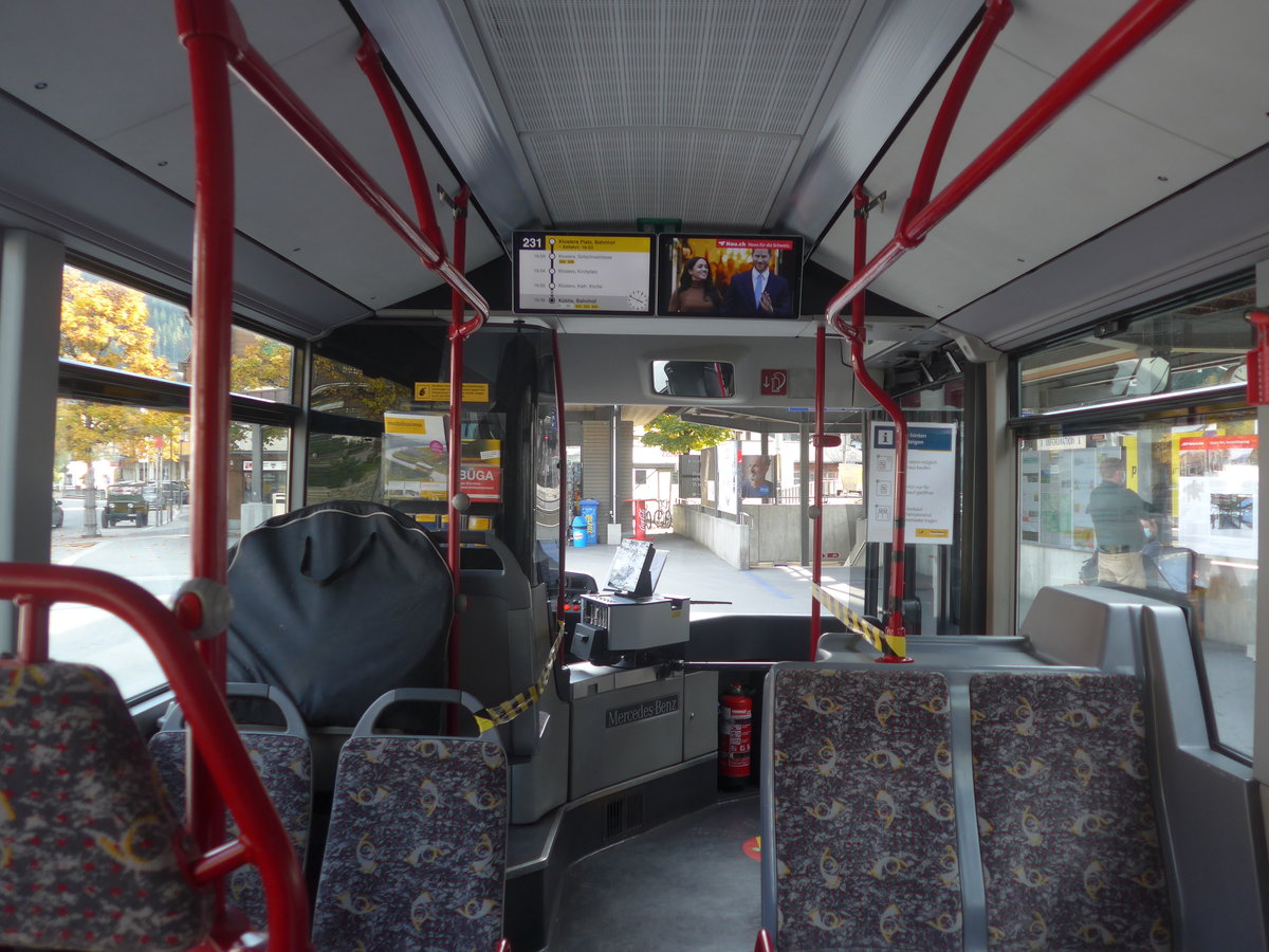 (222'167) - PostAuto Graubnden - GR 168'850 - Mercedes (ex Dnser, Trimmis; ex Luk, Grsch; ex PostAuto Graubnden GR 102'365) am 20. Oktober 2020 beim Bahnhof Klosters (Innenaufnahme)