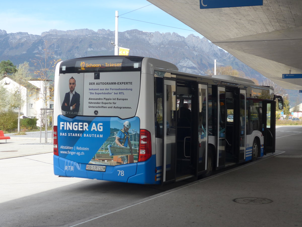 (222'393) - RTB Altsttten - Nr. 78/SG 138'232 - Mercedes am 22. Oktober 2020 beim Bahnhof Buchs