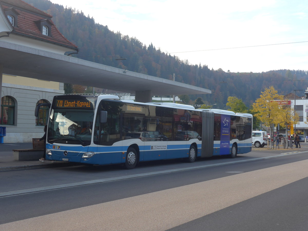 (222'470) - BLWE Wattwil - Nr. 4/SG 363'980 - Mercedes am 22. Oktober 2020 beim Bahnhof Wattwil