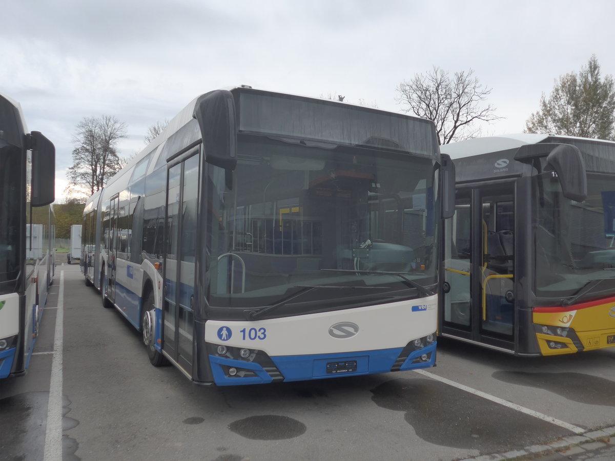 (222'769) - VBL Luzern - Nr. 103 - Solaris am 1. November 2020 in Ruswil, Garage ARAG