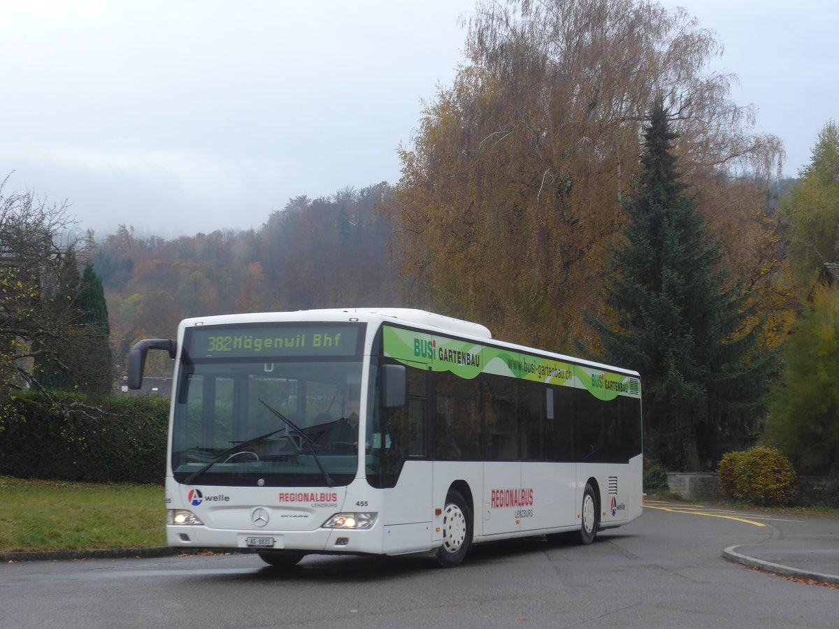 (222'839) - Knecht, Windisch - Nr. 455/AG 6831 - Mercedes am 1. November 2020 beim Bahnhof Mgenwil