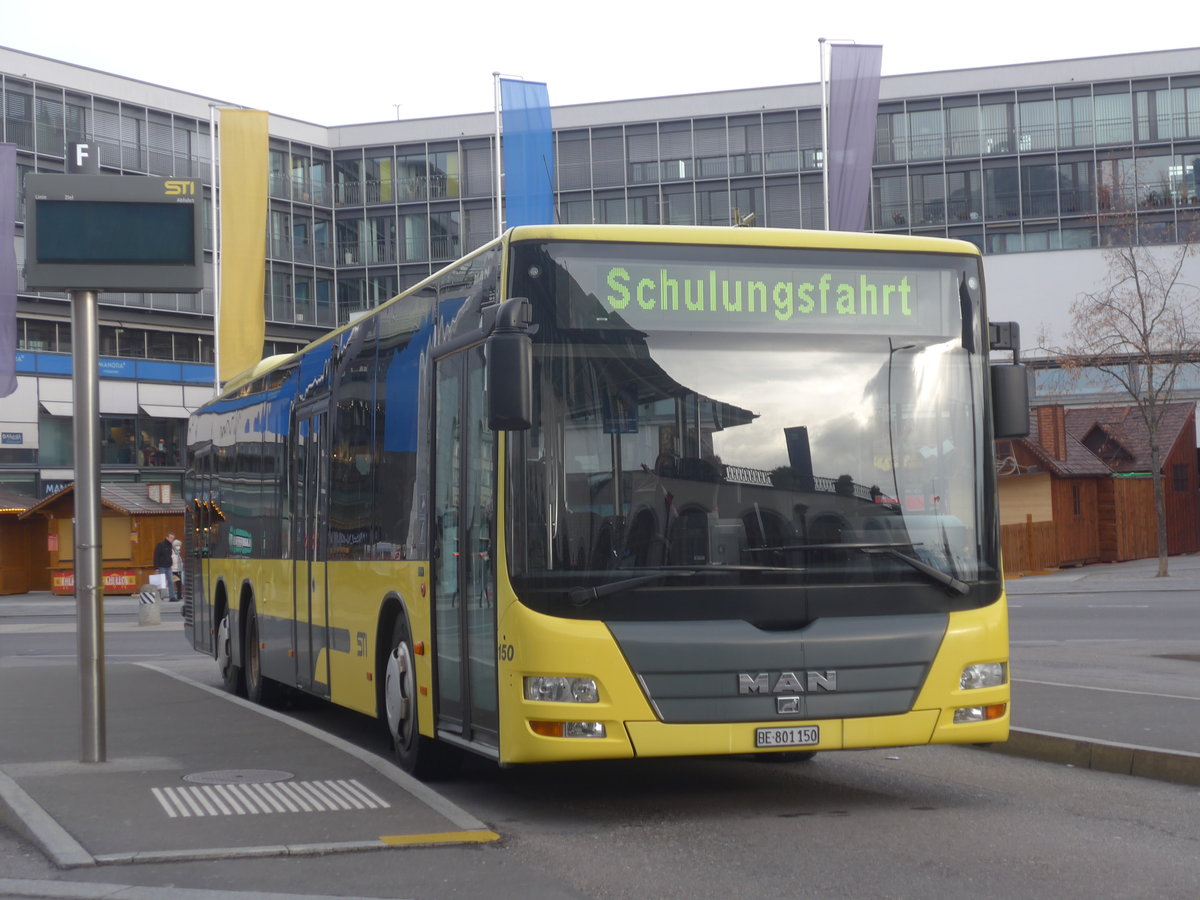 (222'939) - STI Thun - Nr. 150/BE 801'150 - MAN am 4. Dezember 2020 beim Bahnhof Thun