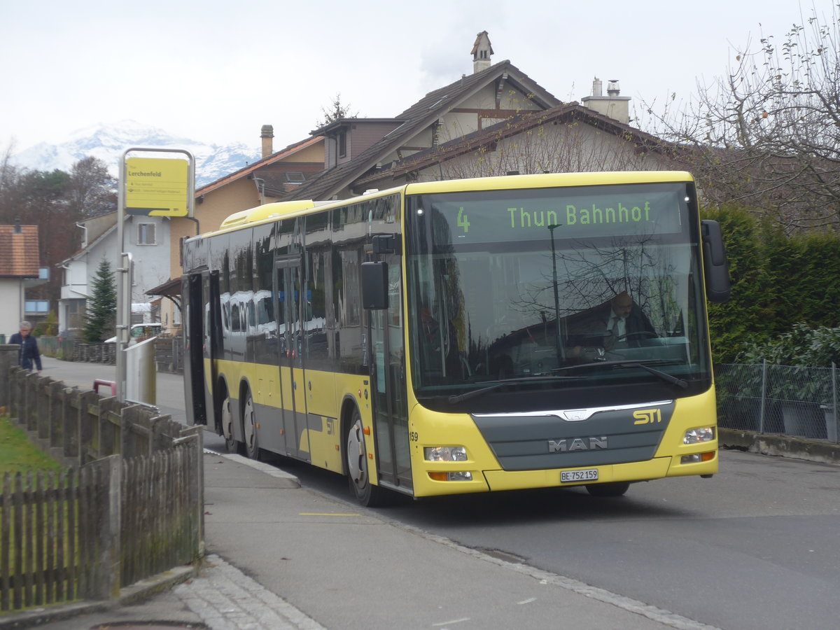 (222'957) - STI Thun - Nr. 159/BE 752'159 - MAN am 4. Dezember 2020 in Thun-Lerchenfeld, Endstation