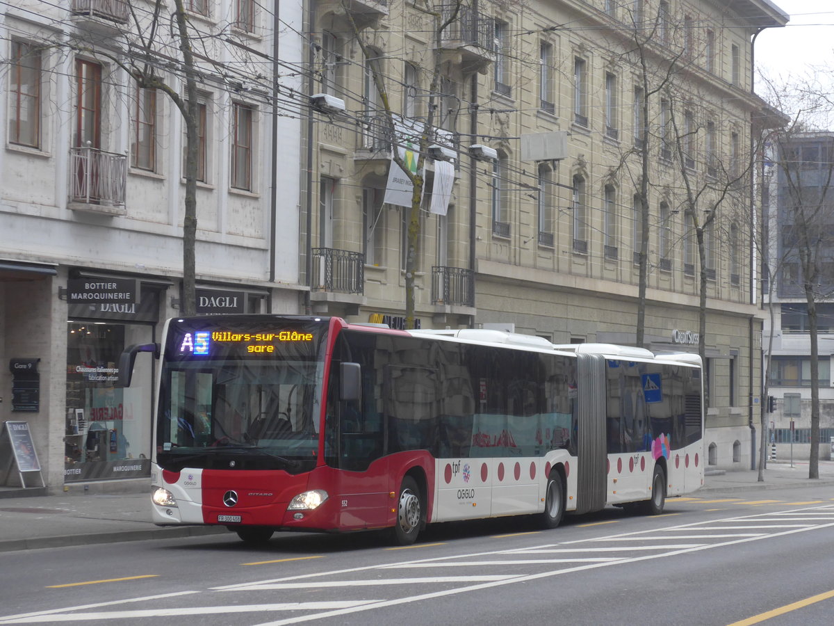 (223'543) - TPF Fribourg - Nr. 552/FR 300'408 - Mercedes am 12. Februar 2021 beim Bahnhof Fribourg