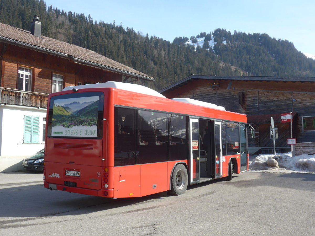 (223'631) - AFA Adelboden - Nr. 50/BE 715'002 - Scania/Hess am 19. Februar 2021 beim Bahnhof St. Stephan