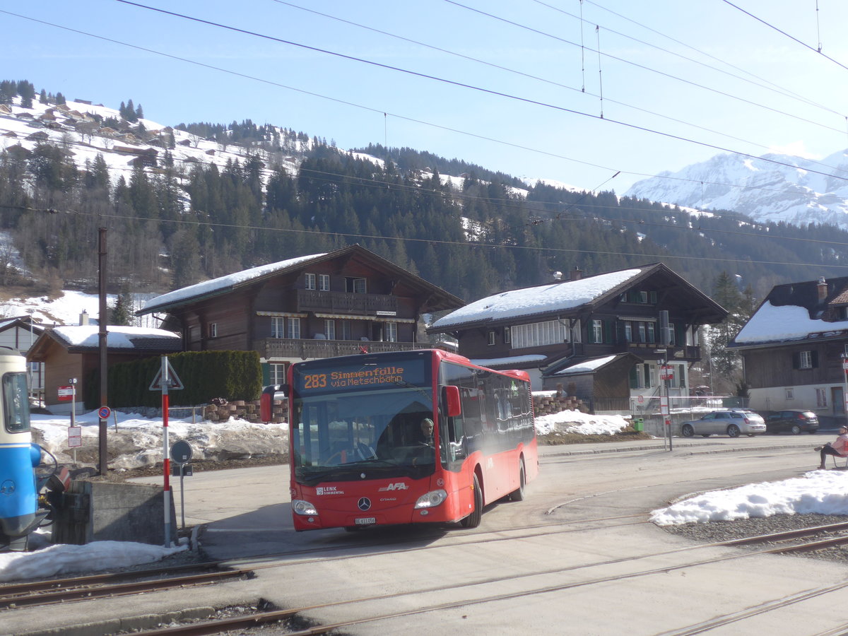 (223'635) - AFA Adelboden - Nr. 54/BE 611'056 - Mercedes am 19. Februar 2021 beim Bahnhof Lenk