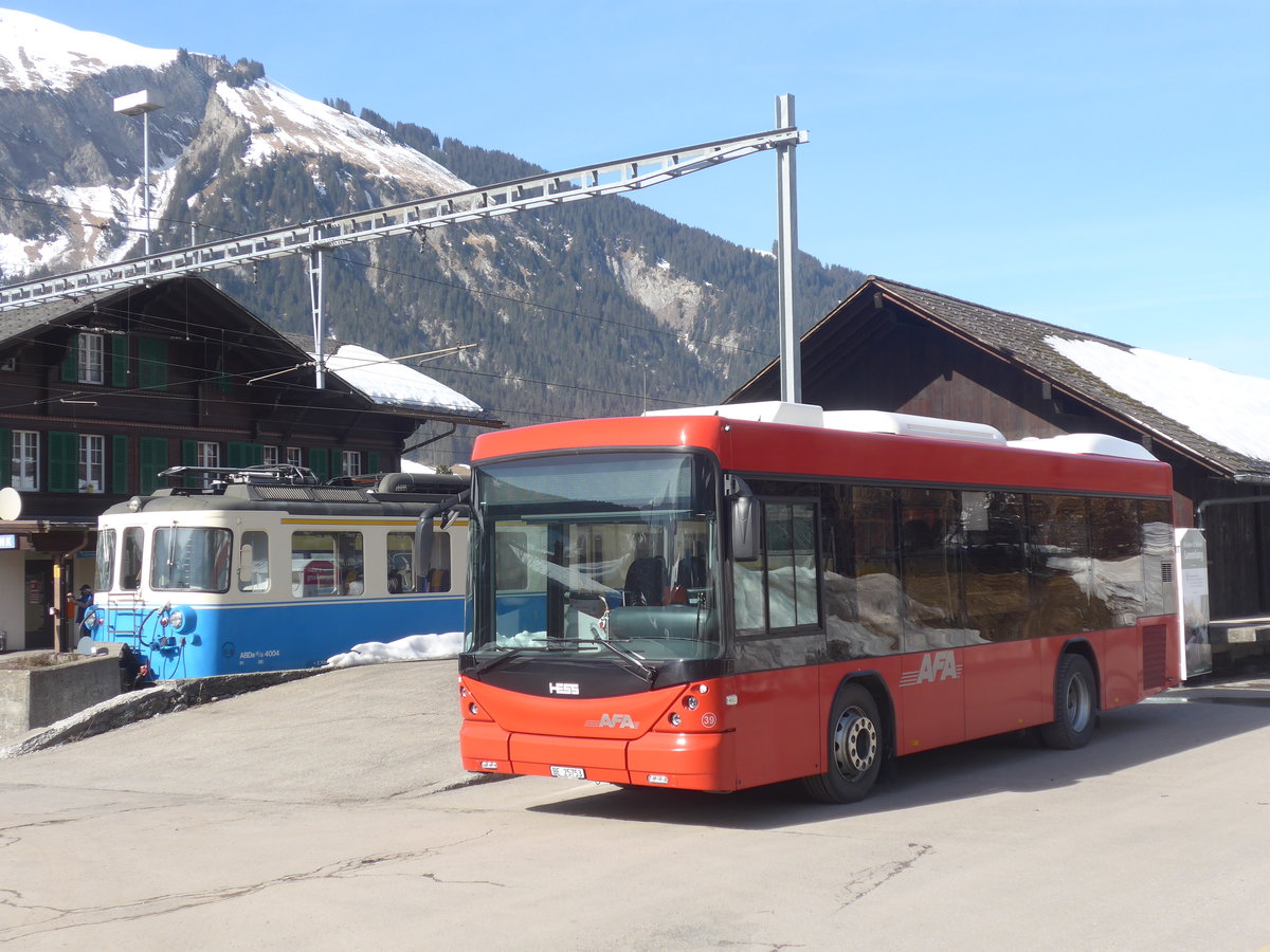 (223'637) - AFA Adelboden - Nr. 39/BE 25'753 - Scania/Hess am 19. Februar 2021 beim Bahnhof Lenk