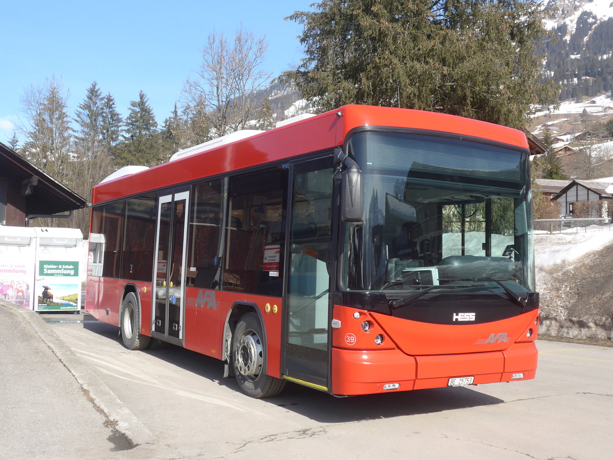 (223'638) - AFA Adelboden - Nr. 39/BE 25'753 - Scania/Hess am 19. Februar 2021 beim Bahnhof Lenk