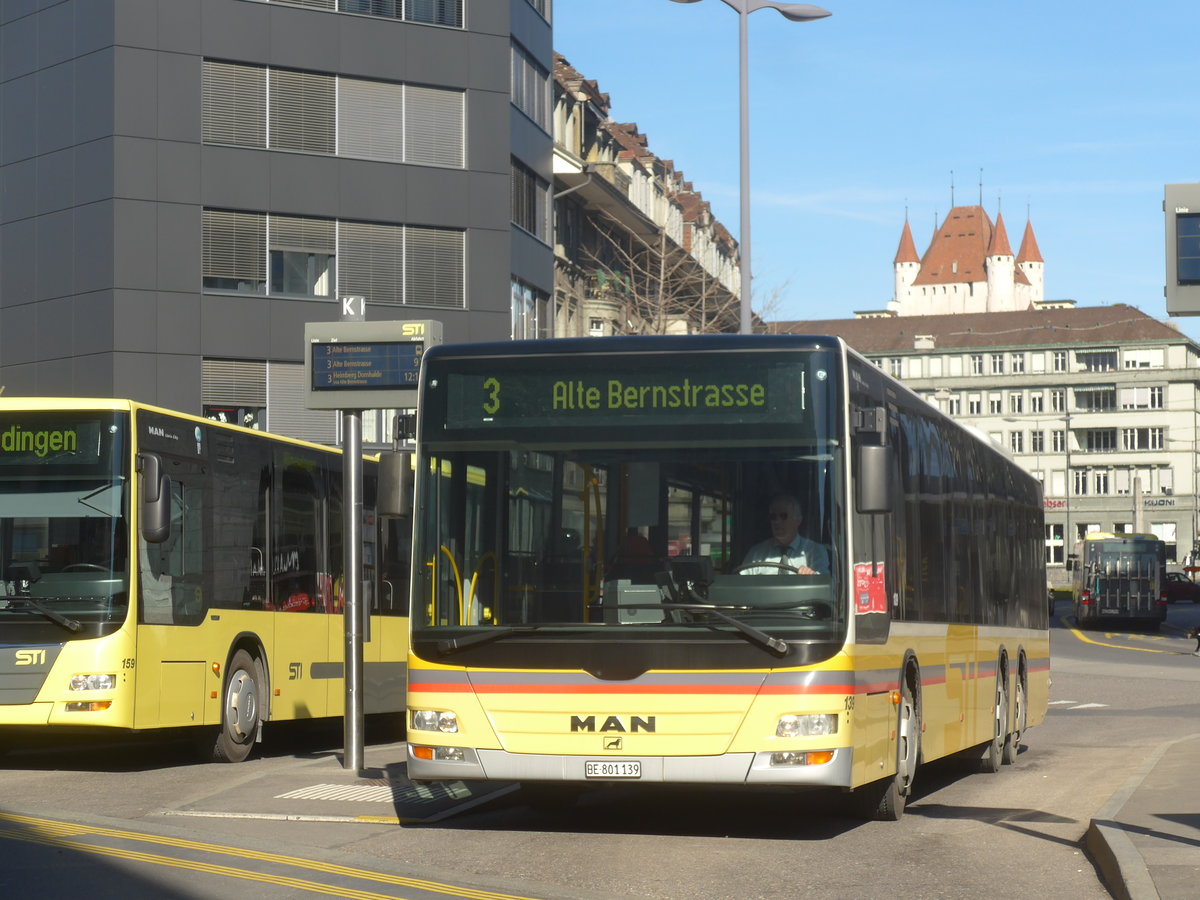 (223'644) - STI Thun - Nr. 139/BE 801'139 - MAN am 20. Februar 2021 beim Bahnhof Thun