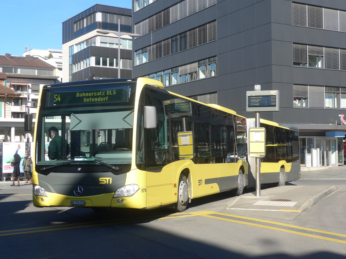 (223'650) - STI Thun - Nr. 170/BE 752'170 - Mercedes am 20. Februar 2021 beim Bahnhof Thun