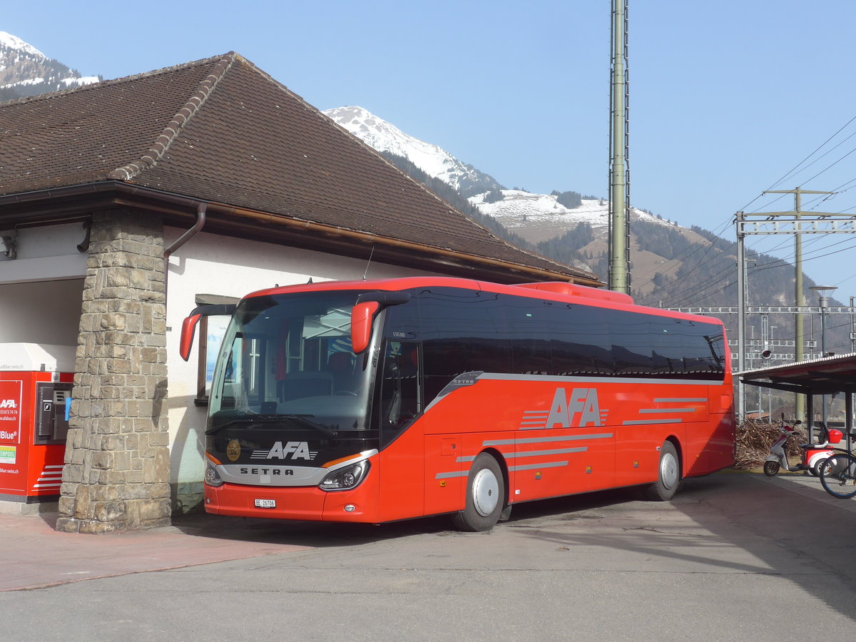 (223'716) - AFA Adelboden - Nr. 25/BE 26'706 - Setra am 23. Februar 2021 beim Bahnhof Frutigen