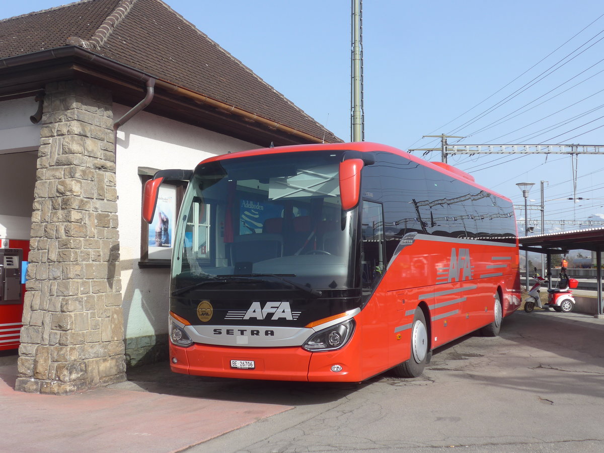 (223'719) - AFA Adelboden - Nr. 25/BE 26'706 - Setra am 23. Februar 2021 beim Bahnhof Frutigen