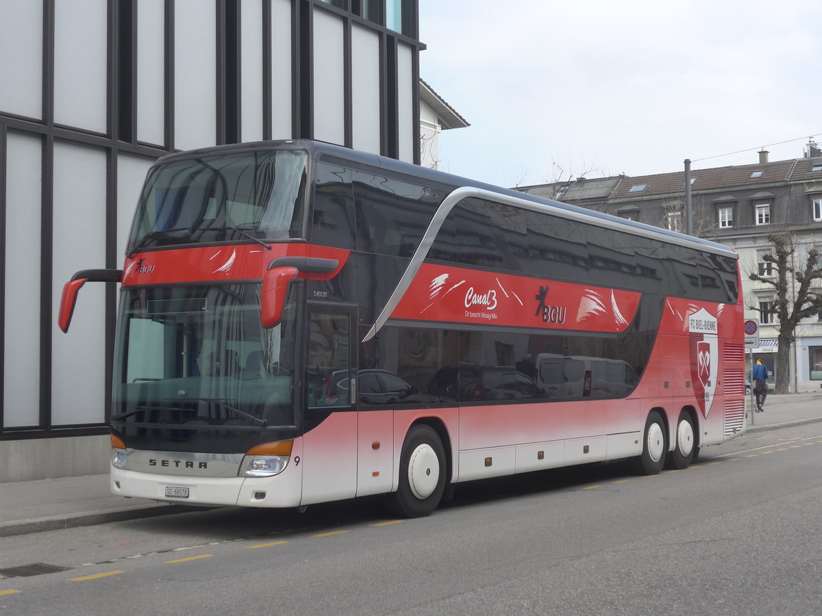 (223'960) - BGU Grenchen - Nr. 9/SO 66'578 - Setra (ex Blaguss, A-Wien) am 4. Mrz 2021 beim Hauptbahnhof Solothurn