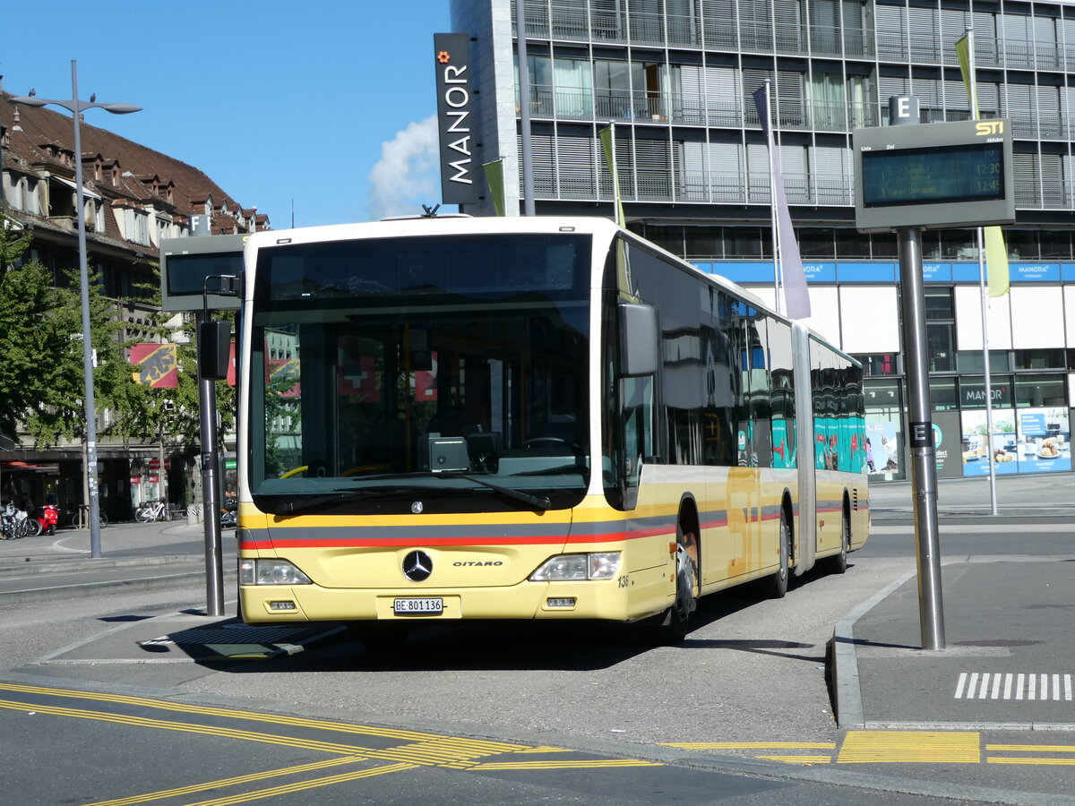 (223'990) - STI Thun - Nr. 136/BE 801'136 - Mercedes am 11. September 2022 beim Bahnhof Thun