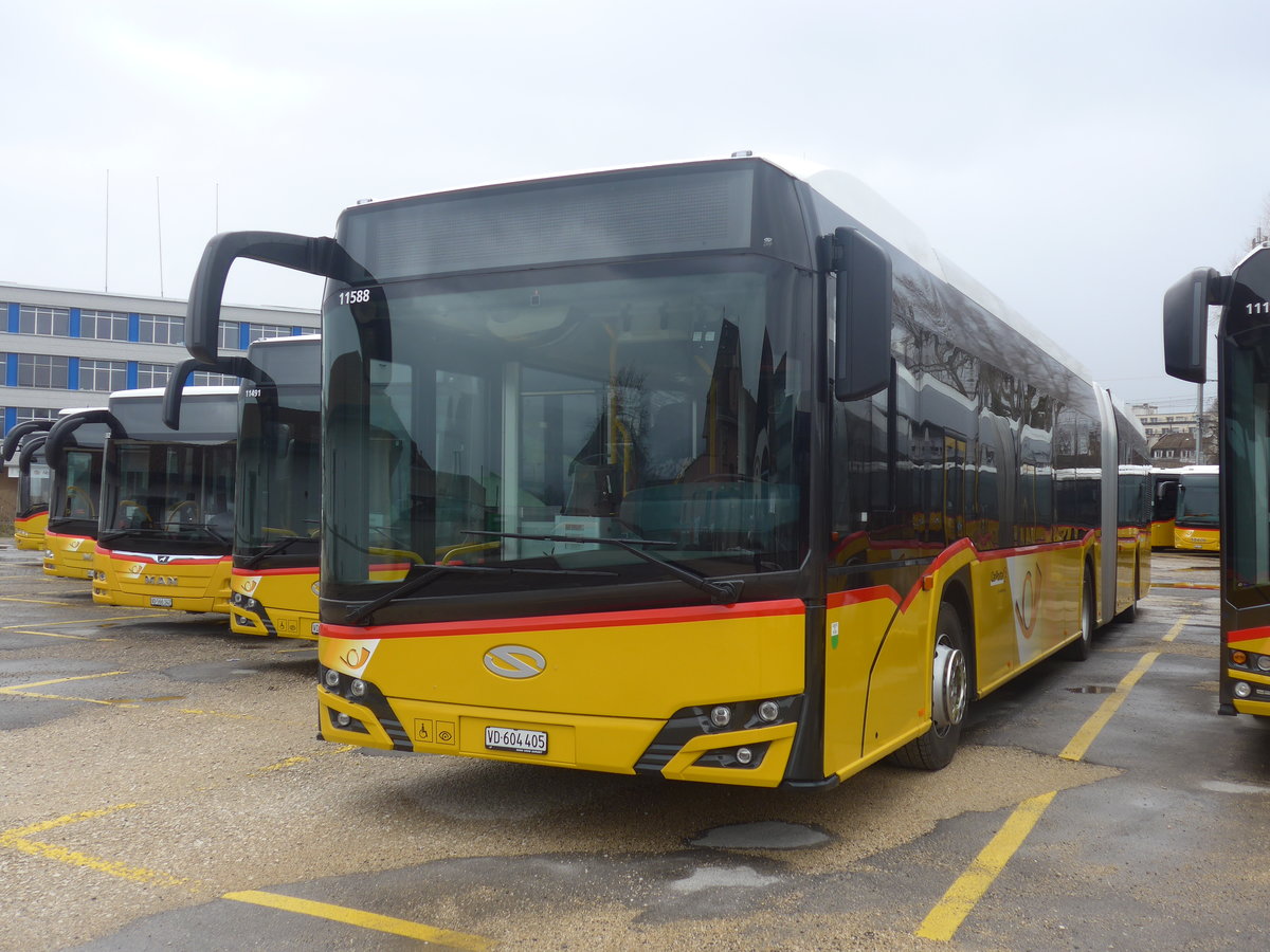 (224'197) - CarPostal Ouest - VD 604'405 - Solaris am 14. Mrz 2021 in Yverdon, Garage