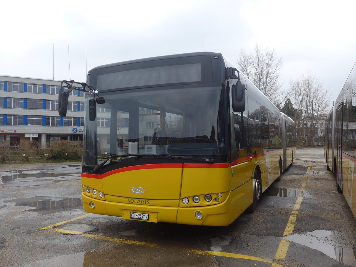 (224'205) - CarPostal Ouest - VD 305'217 - Solaris am 14. Mrz 2021 in Yverdon, Garage