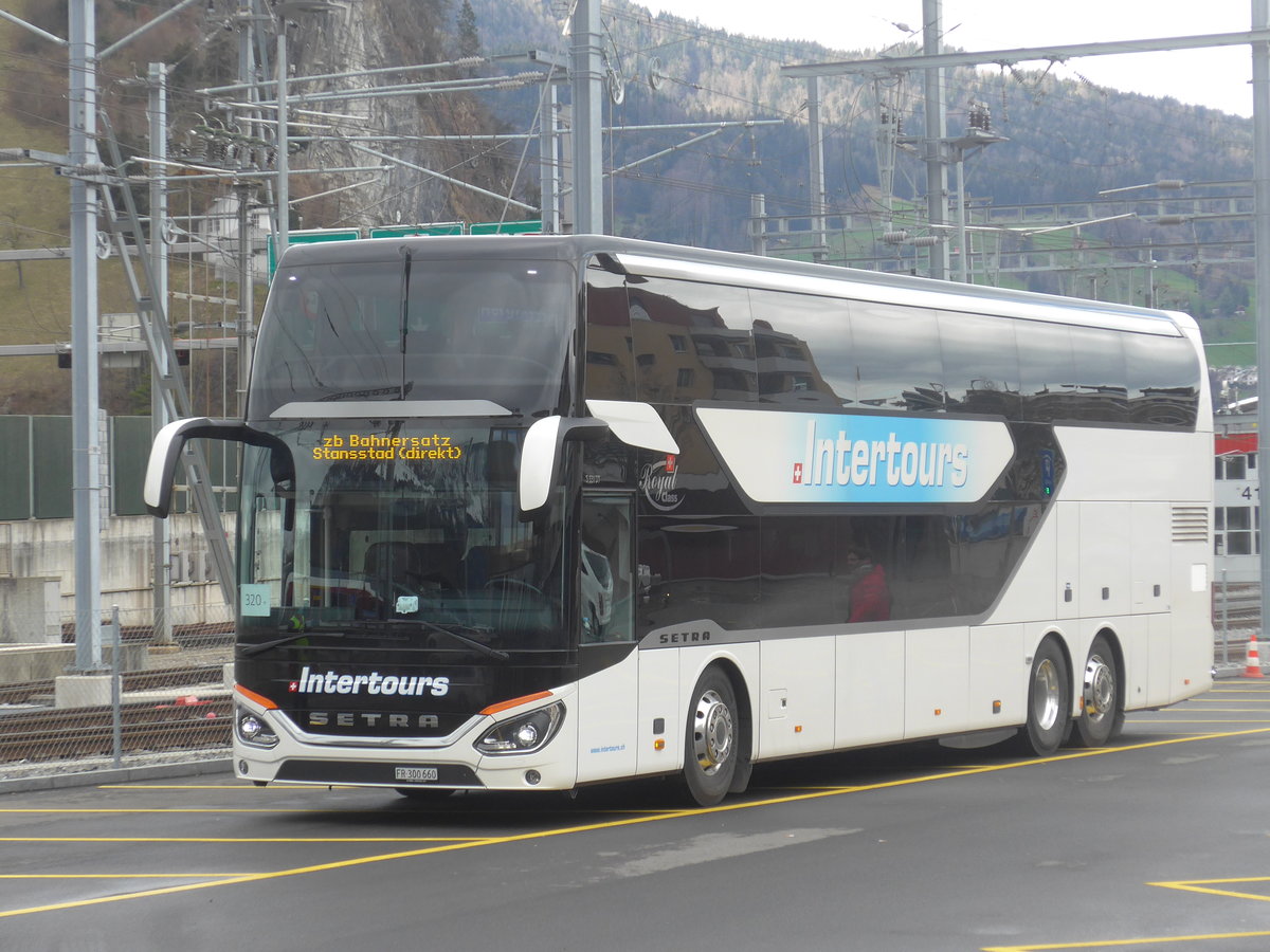 (224'407) - Intertours, Domdidier - FR 300'660 - Setra am 27. Mrz 2021 beim Bahnhof Stansstad