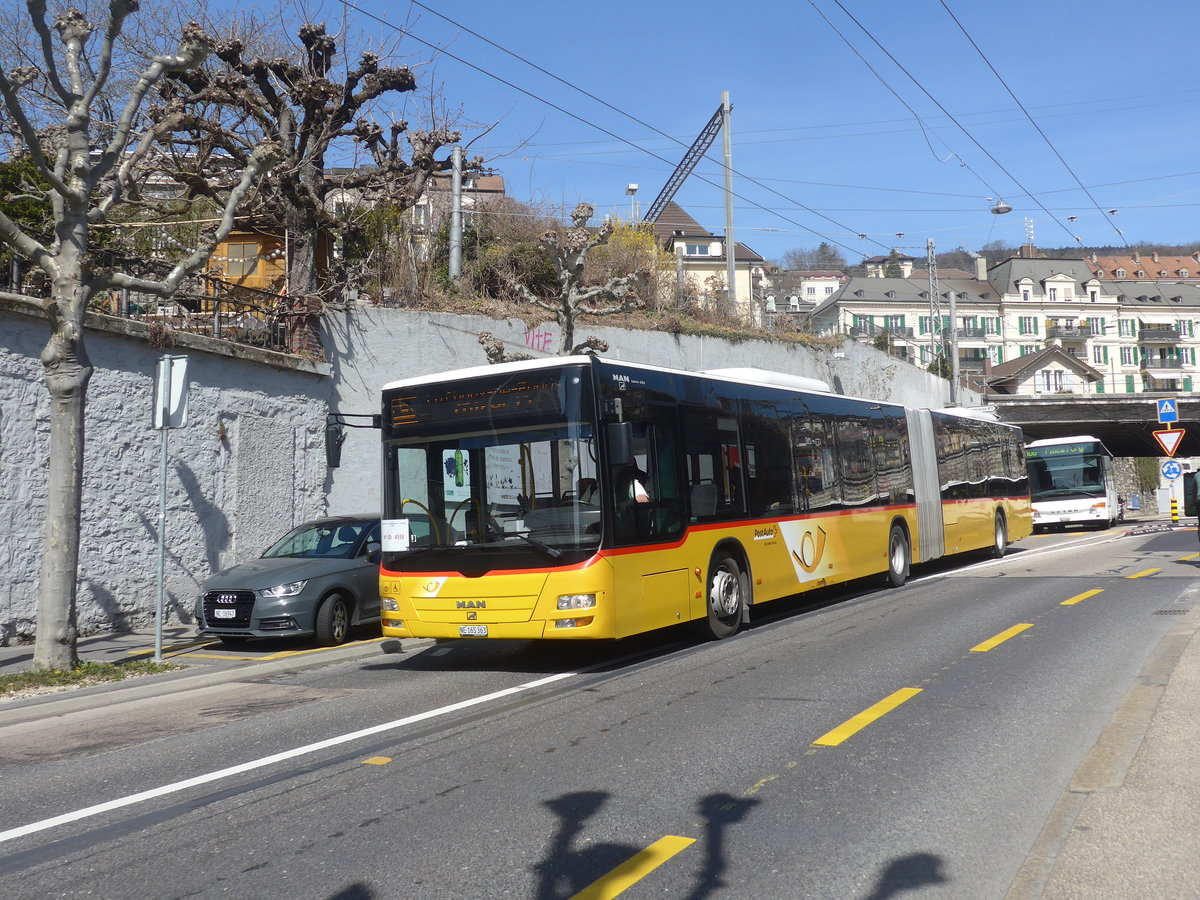 (224'589) - PostAuto Bern - Nr. 662/NE 165'363 - MAN (ex BE 610'549) am 29. Mrz 2021 in Neuchtel, Avenue de la Gare (Einsatz CarPostal)