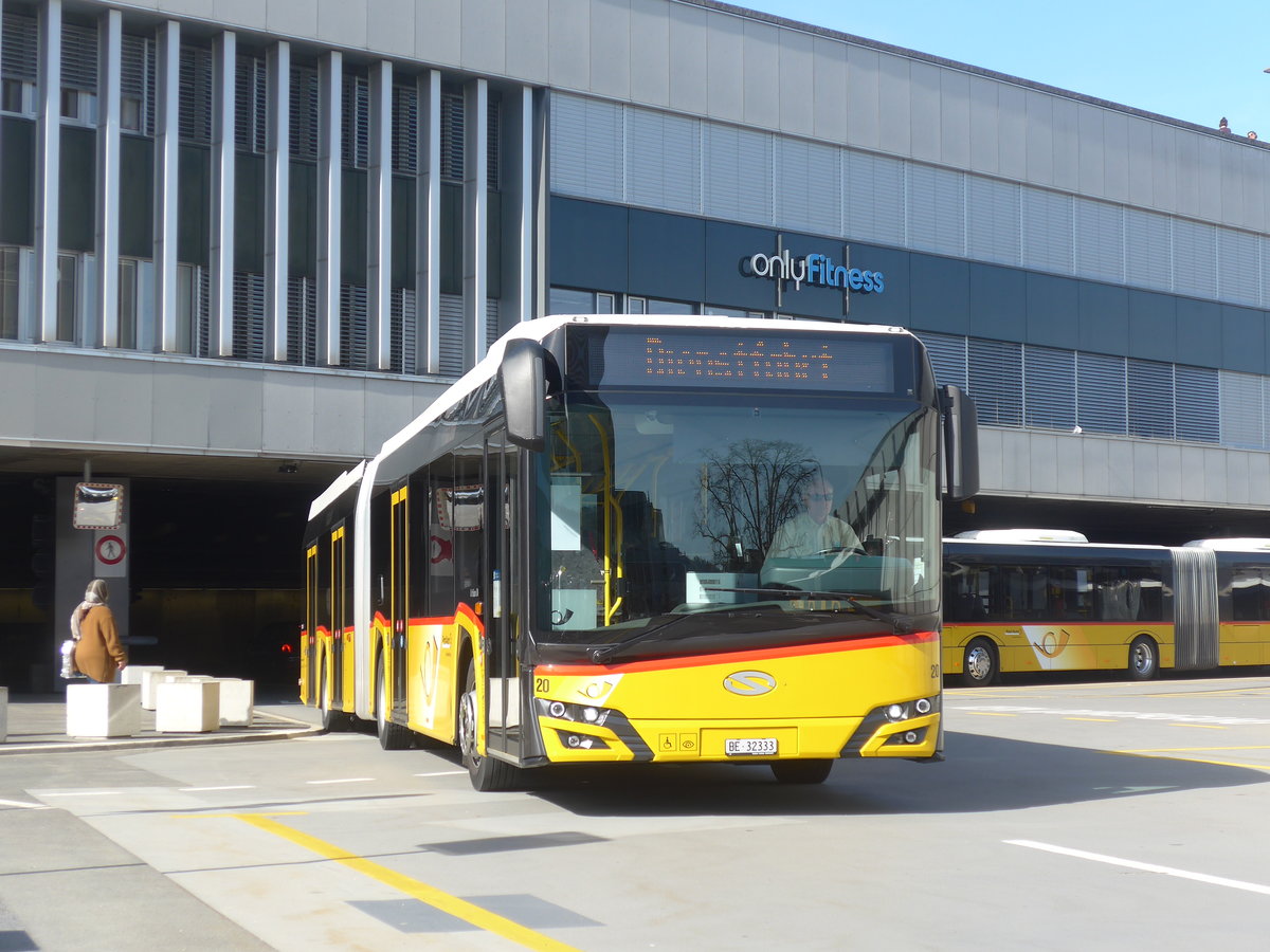 (224'624) - Steiner, Ortschwaben - Nr. 20/BE 32'333 - Solaris am 29. Mrz 2021 in Bern, Postautostation