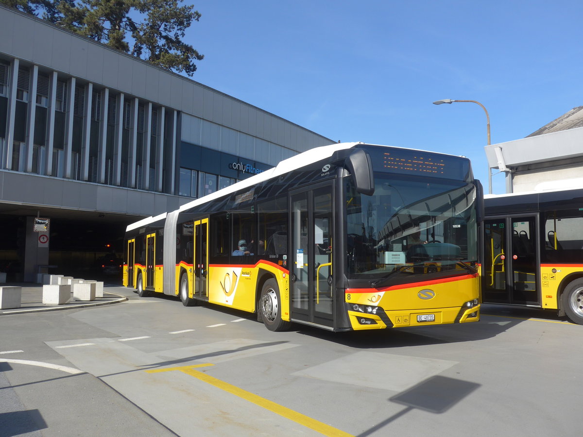 (224'637) - Steiner, Ortschwaben - Nr. 8/BE 48'735 - Solaris am 29. Mrz 2021 in Bern, Postautostation