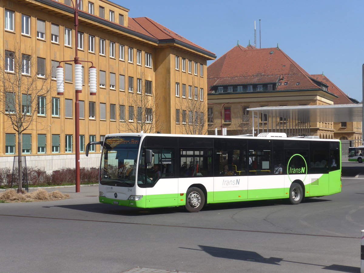 (224'710) - transN, La Chaux-de-Fonds - Nr. 314/NE 48'214 - Mercedes (ex TRN La Chaux-de-Fonds Nr. 314) am 2. April 2021 beim Bahnhof La Chaux-de-Fonds