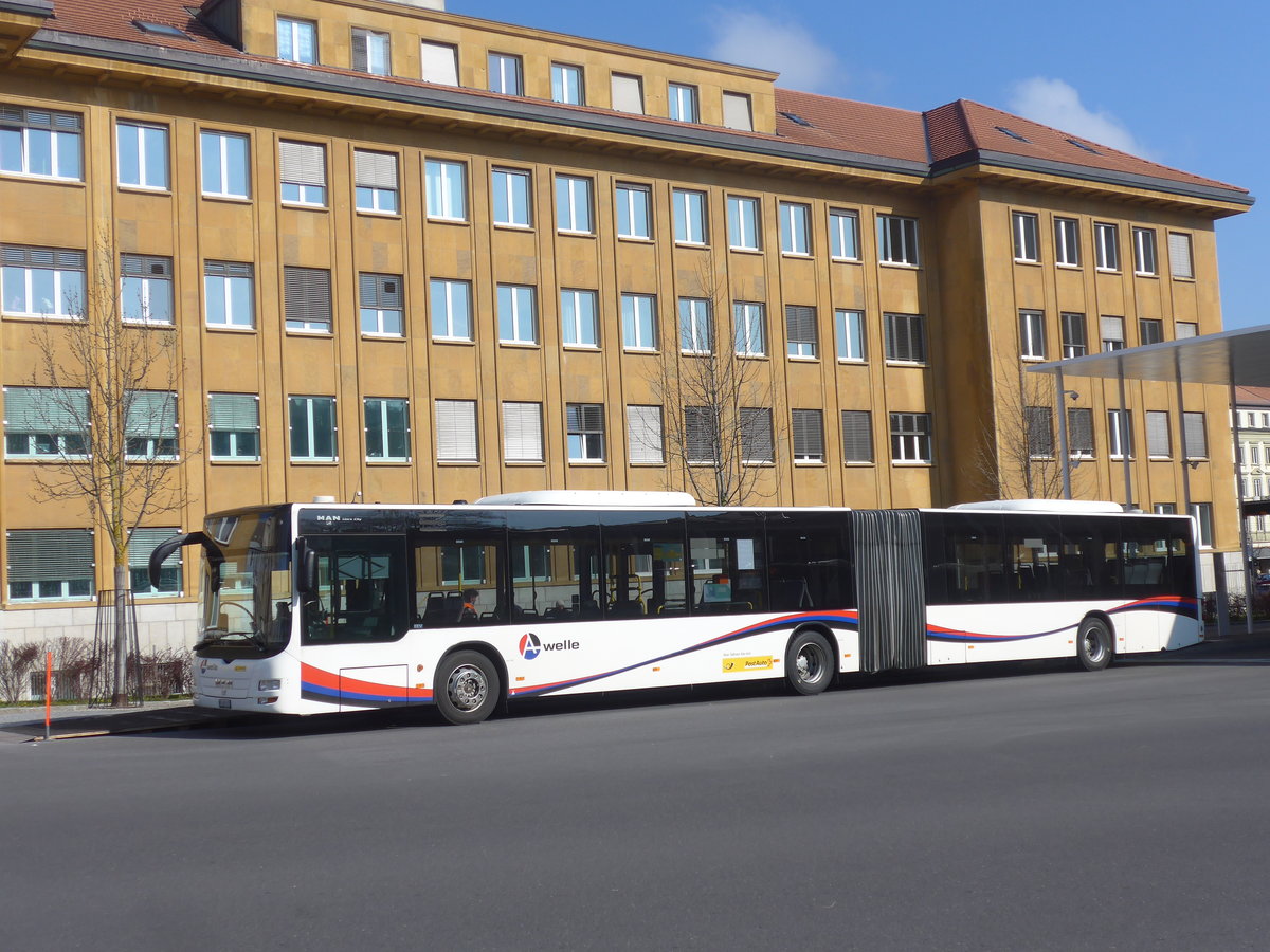 (225'015) - PostAuto Nordschweiz - NE 165'372 - MAN (ex AG 271'190) am 17. April 2021 beim Bahnhof La Chaux-de-Fonds (Einsatz CarPostal)