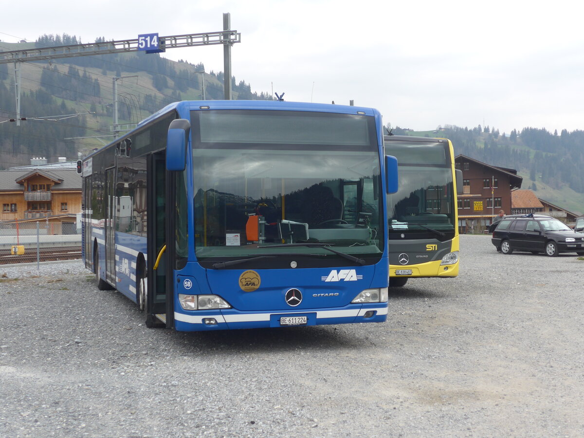 (225'271) - AFA Adelboden - Nr. 58/BE 611'224 - Mercedes am 27. April 2021 beim Bahnhof Zweisimmen