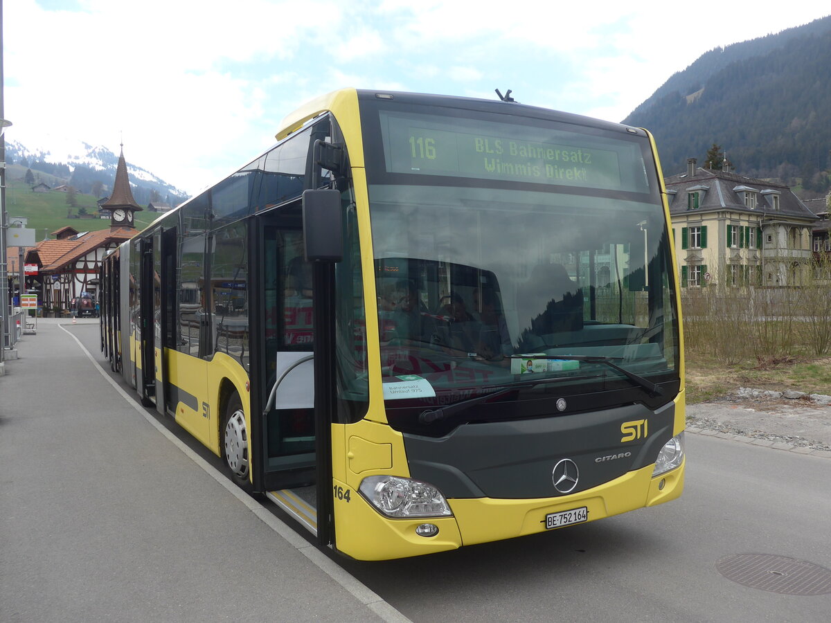 (225'280) - STI Thun - Nr. 164/BE 752'164 - Mercedes am 27. April 2021 beim Bahnhof Zweisimmen