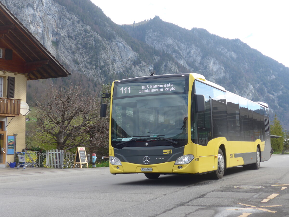 (225'332) - STI Thun - Nr. 405/BE 843'405 - Mercedes am 30. April 2021 beim Bahnhof Oey-Diemtigen