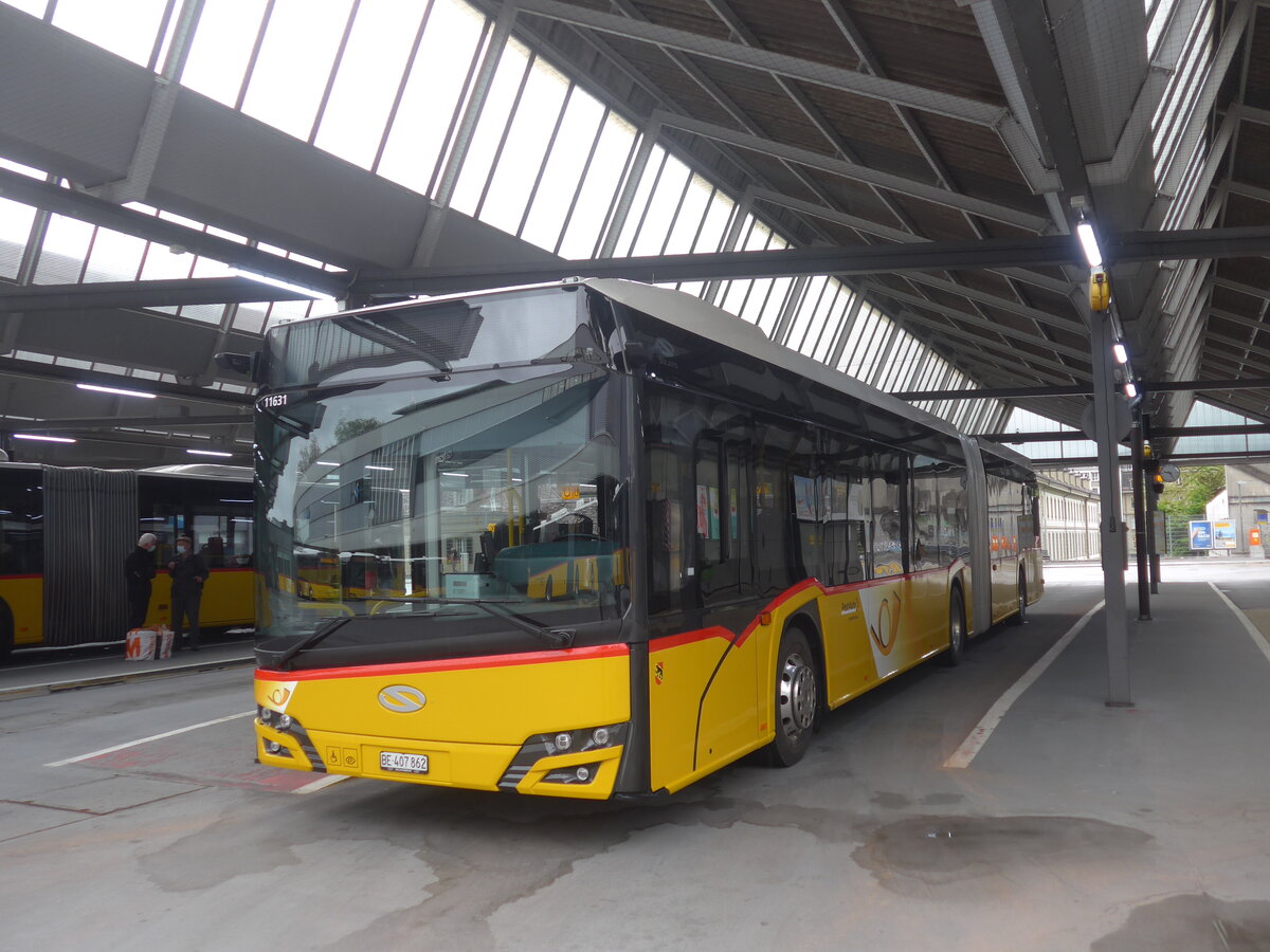 (225'719) - PostAuto Bern - Nr. 11'631/BE 407'862 - Solaris am 5. Juni 2021 in Bern, Postautostation