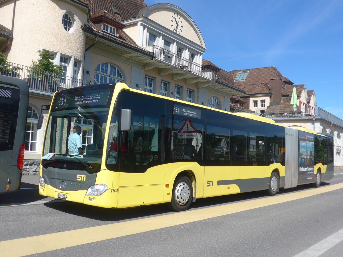 (226'019) - STI Thun - Nr. 184/BE 804'184 - Mercedes am 26. Juni 2021 beim Bahnhof Spiez