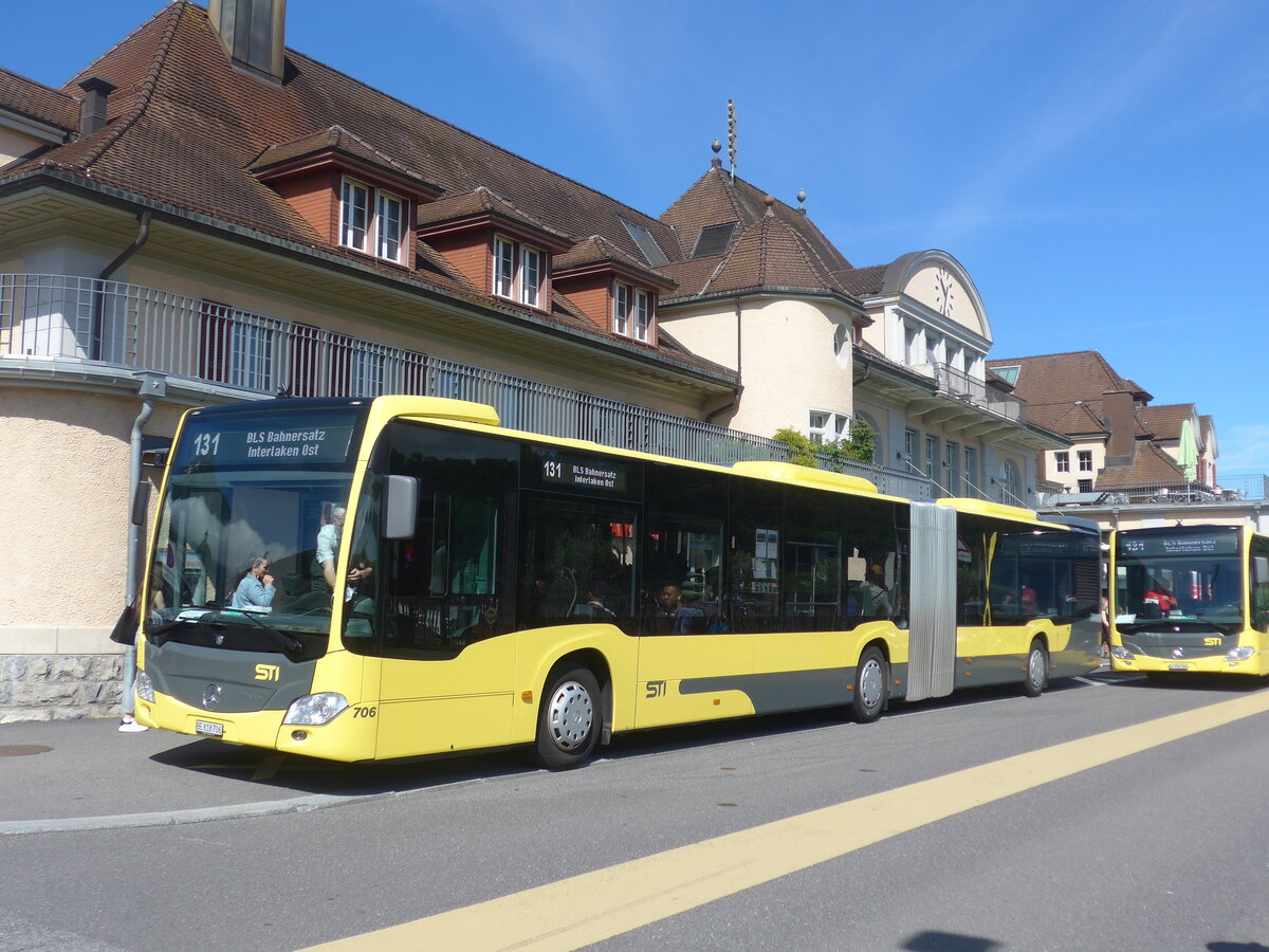 (226'020) - STI Thun - Nr. 706/BE 818'706 - Mercedes am 26. Juni 2021 beim Bahnhof Spiez